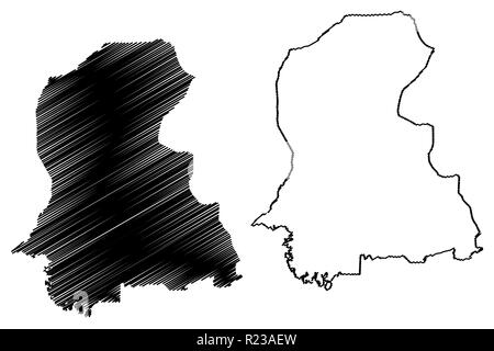 In der Provinz Sindh in Pakistan, Islamische Republik Pakistan, Verwaltungseinheiten und Bezirke von Pakistan) Karte Vektor-illustration, kritzeln Skizze Si Stock Vektor