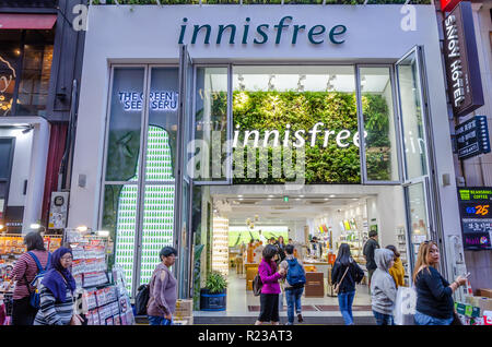 Die Iniisfree Store, ein Einzelhändler verkaufen, Hautpflege und Schönheit Produkte in Myeongdon in Seoul, Südkorea. Stockfoto