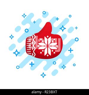 Wie Symbol. Rot aus echtem Daumen hoch, Vektor icon. Santa Claus, wie Symbol Vektor. Red christmas Fäustling auf weißem Hintergrund. Stock Vektor