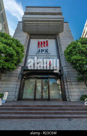 Tokio, Chuo Ward - 26. August 2018: Tokyo Stock Exchange Gebäude (shokentorihikijo). In Nihonbashi Kabutocho Bezirk entfernt. Stockfoto