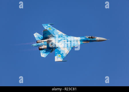 Ukrainische Luftwaffe SU-27 Flanker der RIAT Fairford 2018 Stockfoto