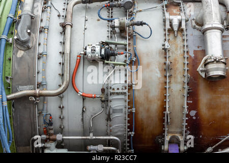 Detail der Seite eines Turbofan Jet Engine-Pembroke Pines, Florida, USA Stockfoto