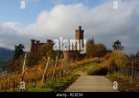 Das Schloss Ortenberg und die umliegenden Weinberge im Schwarzwald in Deutschland Stockfoto