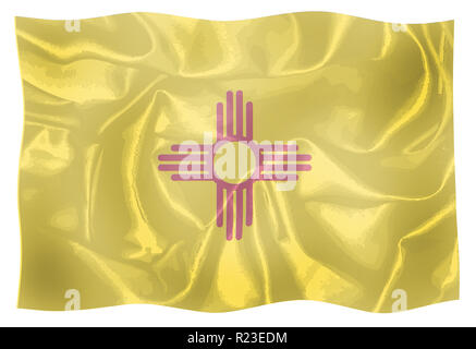 Die Flagge des US-Bundesstaates New Mexico im Wind Stockfoto
