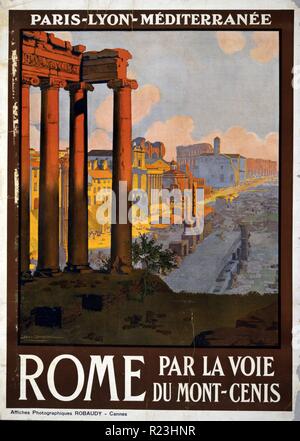 Rom par la Voie du Chapeau. Poster, auf dem Forum Romanum im Morgengrauen. c 1920 Stockfoto