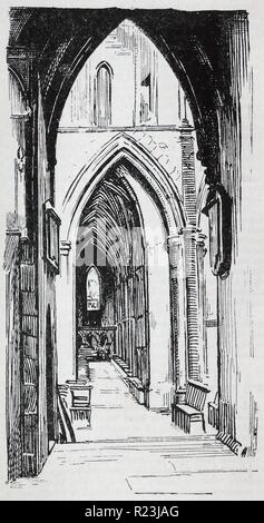 Abbildung: aus einem Buch, das den südlichen Seitenschiff in Southwark Cathedral. Southwark Cathedral, auch bekannt als der Kathedrale und der Stiftskirche St. Retter und St Mary Overie, in Southwark, London, von der South Bank der Themse befindet; im 19. Jahrhundert gebaut. Vom 1913 Stockfoto