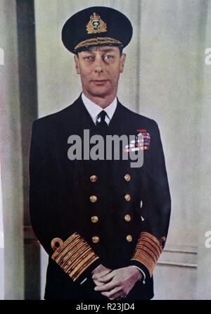 Farbe, Foto von seiner Majestät König George VI (1895-1952) König des Vereinigten Königreichs und der Besitzungen des britischen Commonwealth. Datiert 1940 Stockfoto