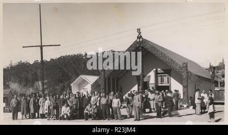 Wahiao Haus der Begegnung, bei Te Pachira Marae Rotorua New Zealand 1900 Stockfoto