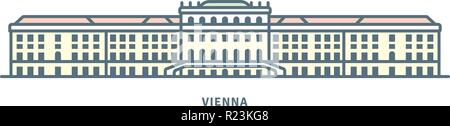 Österreich referenzmarkenlinie Symbol. Schloss Schönbrunn in Wien Vector Illustration. Stock Vektor