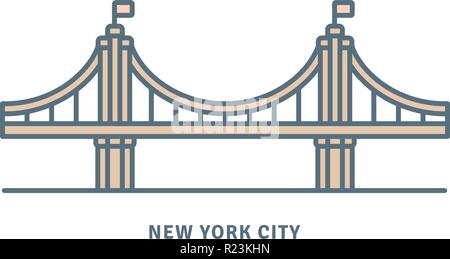 New York City Line Symbol. Brooklyn Bridge Vector Illustration. Stock Vektor