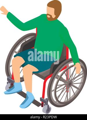Behinderung im Rollstuhl Symbol, isometrische Stil Stock Vektor