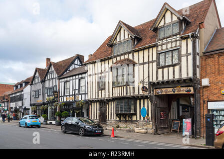 Reihe von Fachwerkhäusern in Sheep Street, Stratford-upon-Avon, Warwickshire Stockfoto