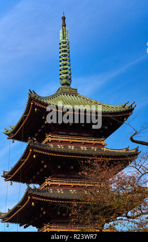 Das 5 stöckige Pagode von Kan'ei-ji (Kaneiji) Tempel in der Gegend von Ueno Park, Tokio, Japan, Asien Stockfoto