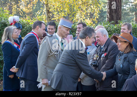 Sa. 10. Nov 2018. Französischer Botschafter Jean-Pierre Jouyet an der Freien französischen militärischen Bereich zu einer Trauerfeier & Award militärische Medaillen führen. Stockfoto