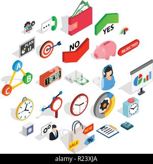 Gegenseitigkeit Symbole gesetzt, isometrische Stil Stock Vektor