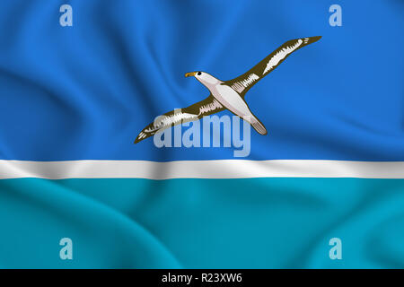Midway Inseln 3D wehende Flagge Abbildung. Textur kann als Hintergrund verwendet werden. Stockfoto