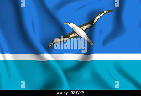 Midway Inseln 3D wehende Flagge Abbildung. Textur kann als Hintergrund verwendet werden. Stockfoto