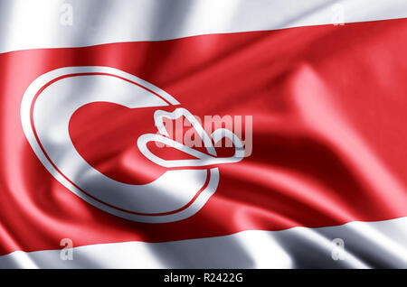 Calgary, Alberta 3D winken und closeup flag Abbildung mit Reflexionen. Verwendbar für Hintergrund und Textur. Stockfoto