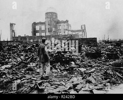 Dem zweiten Weltkrieg, nach der Explosion der Atombombe im August 1945 Hiroshima, Japan Stockfoto