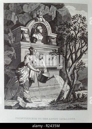 Kupferstich von britischen Künstler & Stecher, William Hogarth 1697-1764: Frontispiz der Katalog der Künstler Ausstellung in Spring Gardens, 1761 18. Stockfoto