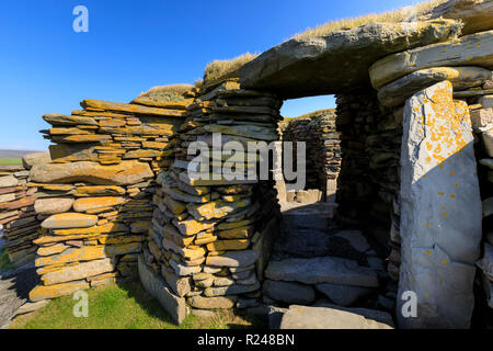 Jarlshof prähistorischen und nordischen Siedlung, 4000 Jahre alt, Sumburgh Head, Festland, Shetlandinseln, Schottland, Großbritannien, Europa Stockfoto