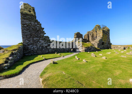 Jarlshof prähistorischen und nordischen Siedlung, 4000 Jahre alt, Sumburgh Head, Festland, Shetlandinseln, Schottland, Großbritannien, Europa Stockfoto