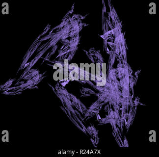 Violett abstraktes fraktale Muster auf schwarzen Hintergrund. Fantasy fraktale Struktur. Digitale Kunst 3D-Rendering. Computer Generated image Stockfoto