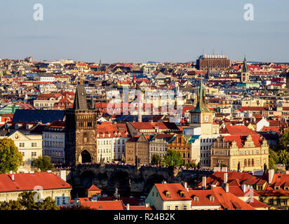 Stare Mesto (Altstadt), Erhöhte Ansicht, Prag, UNESCO-Weltkulturerbe, Böhmen, Tschechische Republik, Europa Stockfoto