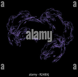 Violett abstraktes fraktale Muster auf schwarzen Hintergrund. Fantasy fraktale Struktur. Digitale Kunst 3D-Rendering. Computer Generated image Stockfoto