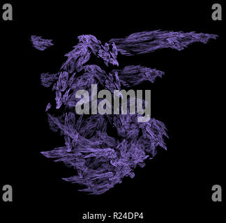 Violett abstraktes fraktale Muster auf schwarzen Hintergrund. Fantasy fraktale Struktur. Digitale Kunst 3D-Rendering. Computer Generated image Stockfoto