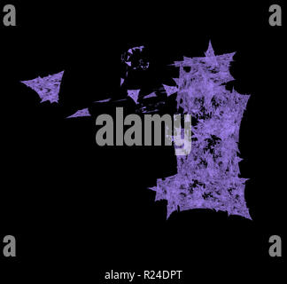 Violett abstraktes fraktale Muster auf schwarzen Hintergrund. Fantasy fraktale Struktur. Digitale Kunst 3D-Rendering. Computer Generated image Stockfoto