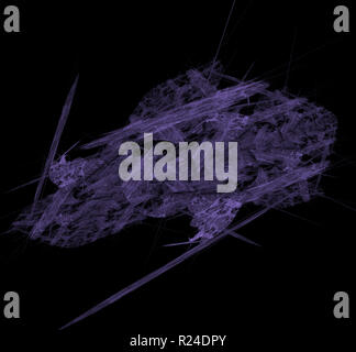 Violett abstraktes fraktale Muster auf schwarzen Hintergrund. Fantasy fraktale Struktur. Digitale Kunst 3D-Rendering. Computer Generated image Stockfoto