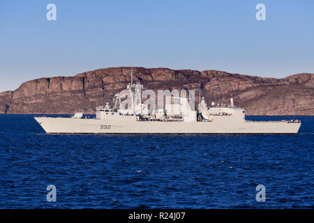 Der kanadischen Fregatte HMCS Halifax in norwegischen Gewässern Stockfoto