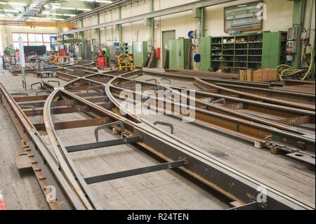 Wien, Hauptwerkstätte der Wiener Linien, Gleisbauwerkstätte - Wien, Workshop der Wiener Verkehrsbetriebe Stockfoto