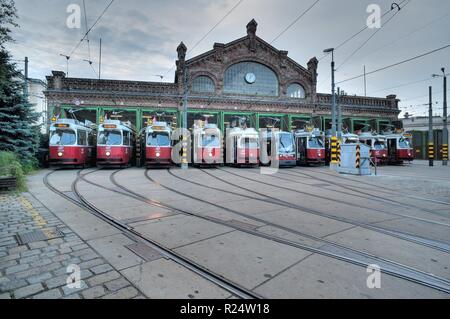 Wien, Straßenbahnabstellhalle Gürtel - Wien, Gürtel Straßenbahn-Depot Stockfoto