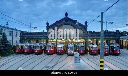 Wien, Straßenbahnabstellhalle Gürtel - Wien, Gürtel Straßenbahn-Depot Stockfoto