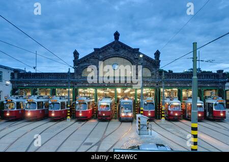 Wien, Straßenbahnabstellhalle Gürtel - Wien, Gürtel Straßenbahn-Depot Stockfoto