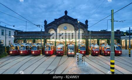 Wien, Straßenbahnabstellhalle Gürtel - Wien, Gürtel Straßenbahn-Depot Stockfoto