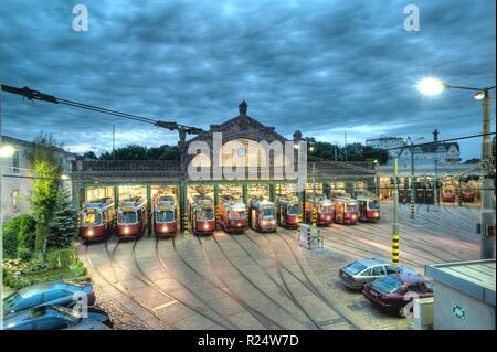 Wien, Straßenbahnabstellhalle Gürtel - Wien, Gürtel Straßenbahn-Depot Stockfoto