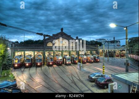 Wien, Straßenbahnabstellhalle Gürtel - Wien, Gürtel Straßenbahn-Depot Stockfoto