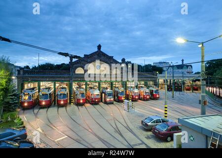 Wien, Straßenbahnabstellhalle Gürtel - Wien, Gürtel Straßenbahn-Depot Stockfoto