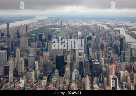 Helikopter Luftbild von Midtown Manhattan East Side, New York, USA Stockfoto