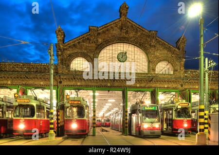 Wien, Straßenbahnabstellhalle Gürtel - Wien, Gürtel Straßenbahn-Depot Stockfoto