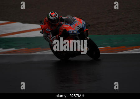 Jorge Lorenzo (99) von Spanien und Ducati Team im freien Training während der Gran Premio Motul de la Comunitat Valenciana der Weltmeisterschaft der MotoGP an Ricardo Tormo in Valencia, Spanien am 16. November 2018 Stockfoto