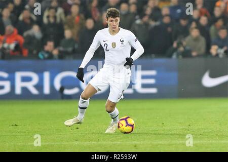 Rotterdam, die Niederlande. 16. November 2018. Benjamin Pavard (Frankreich) während der UEFA Nationen Liga 2018, Liga A, Gruppe 1 Fußballspiel zwischen den Niederlanden und Frankreich am 16. November 2018 Feneyoord Stadion in Rotterdam, Niederlande - Foto Laurent Lairys/DPPI Credit: Laurent Lairys/Agence Locevaphotos/Alamy leben Nachrichten Stockfoto