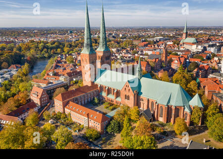 Luftbild des Lübecker Dom Stockfoto