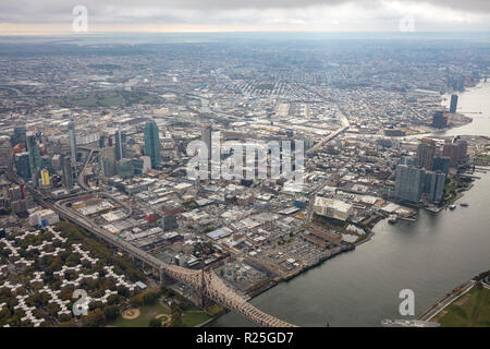 Helikopter Luftbild von Brooklyn Heights und Downtown Brooklyn, New York City, USA Stockfoto