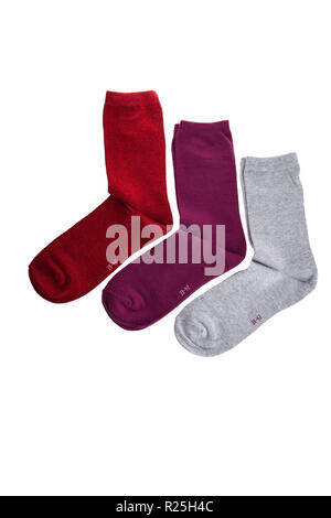 Paar Socken für Kleidung auf weißem Hintergrund. Stockfoto