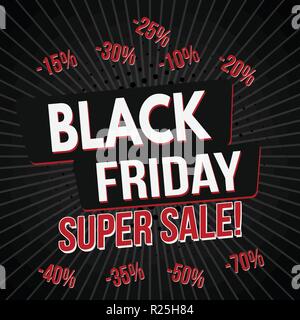 Schwarzer Freitag super sale Banner-vorlage, Vector Illustration Stock Vektor