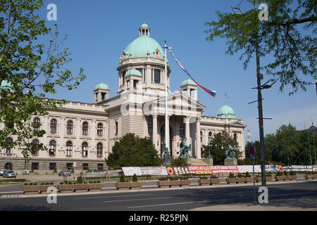 Das Haus von der Nationalversammlung der Republik Serbien, Nikola Pašić Square, Belgrad, Serbien. Stockfoto